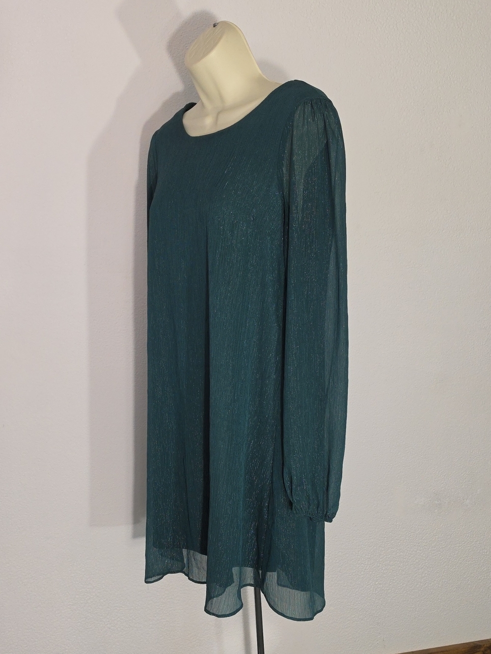 Andree By Unit Dress Sparkling Flowy Sheer Overlay Green Size M - Picture 6 of 14